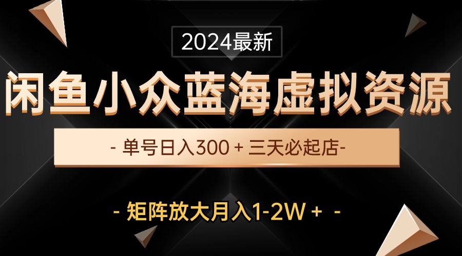 （10336期）最新闲鱼小众蓝海虚拟资源，单号日入300＋，三天必起店，矩阵放大月入1-2W-小艾网创