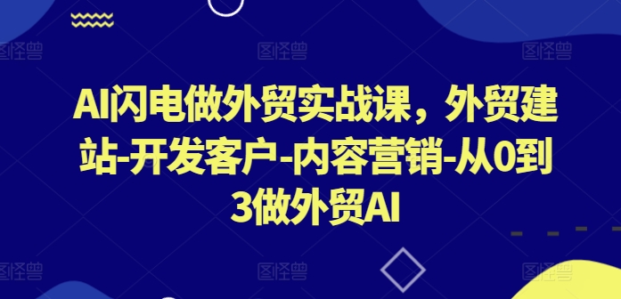 AI闪电做外贸实战课，​外贸建站-开发客户-内容营销-从0到3做外贸AI(更新)-小艾网创