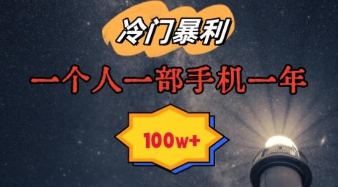 暴利冷门赛道，一单268，一个人一部手机一年100w【揭秘】-小艾网创