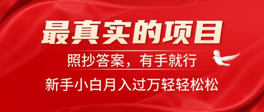 最真实的项目，照抄答案，有手就行，新手小白月入过万轻轻松松-小艾网创