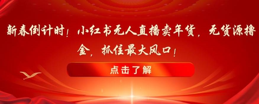 新春倒计时！小红书无人直播卖年货，无货源撸金，抓住最大风口【揭秘】-小艾网创