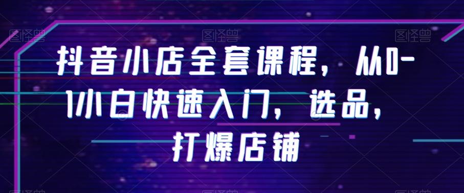 抖音小店全套课程，从0-1小白快速入门，选品，打爆店铺-小艾网创