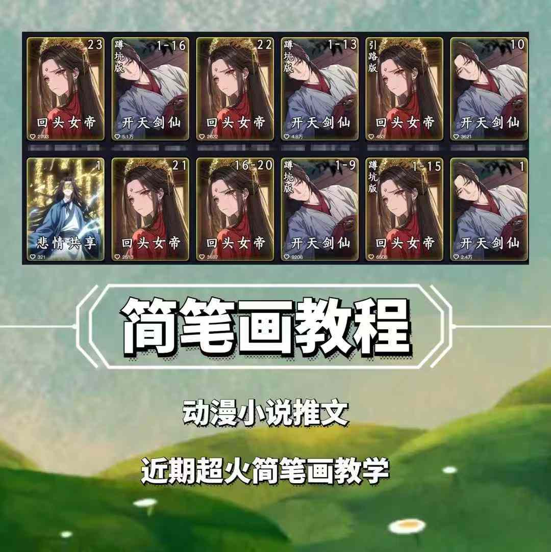 兜兜简笔画教学，小说推文动漫玩法，可做伙伴计划、分成计划、接广告等-小艾网创