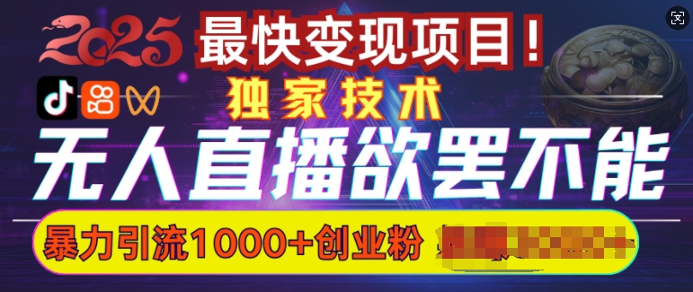 欲罢不能的无人直播引流，超暴力日引流1000+高质量精准创业粉-小艾网创