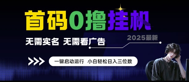 首码0撸挂G项目，无需实名无需看广告 一键启动运行，小白轻松日入三位数【揭秘】-小艾网创