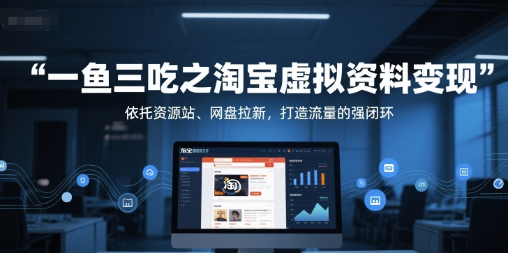 一鱼三吃之淘宝虚拟资料变现，依托资源站、网盘拉新，打造流量的强闭环-小艾网创