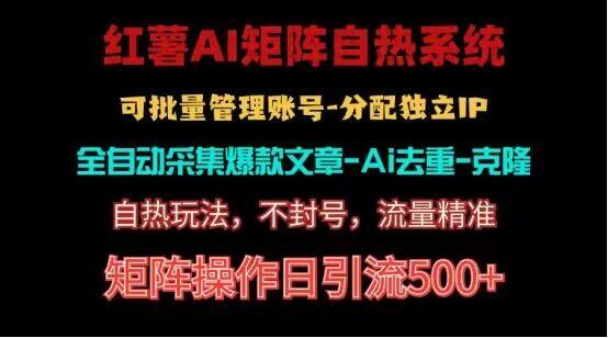 红薯矩阵自热系统，独家不死号引流玩法！矩阵操作日引流500+-小艾网创