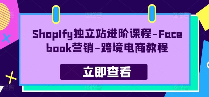 Shopify独立站进阶课程-Facebook营销-跨境电商教程-小艾网创