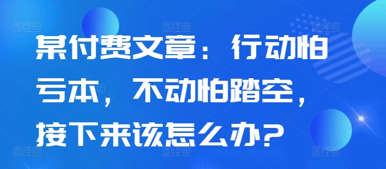 某付费文章：行动怕亏本，不动怕踏空，接下来该怎么办?-小艾网创