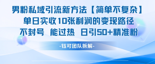 男粉私域引流新方法，单日收10张利润，日引流50+精准粉-小艾网创