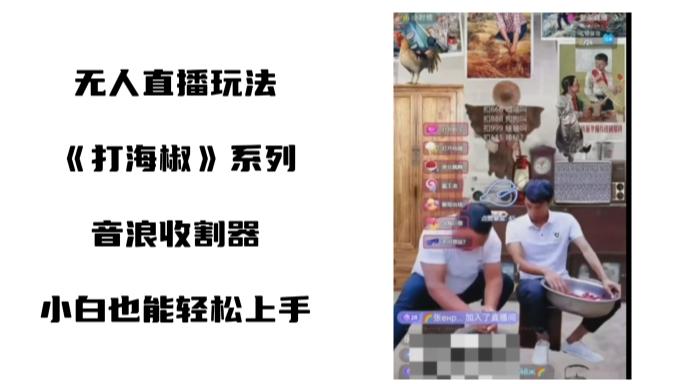 打海椒无人直播整蛊项目，小白轻松上手撸音浪收割器（教程+工具+素材）-小艾网创