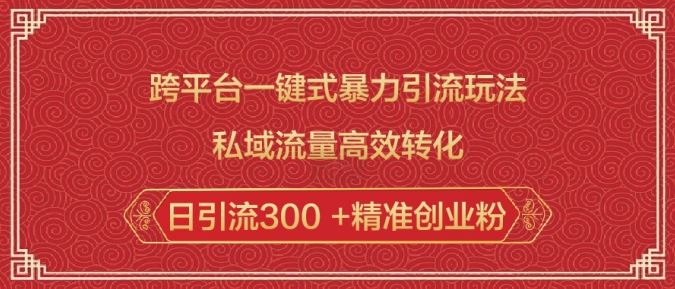 跨平台一键式暴力引流玩法，私域流量高效转化日引流300 +精准创业粉-小艾网创