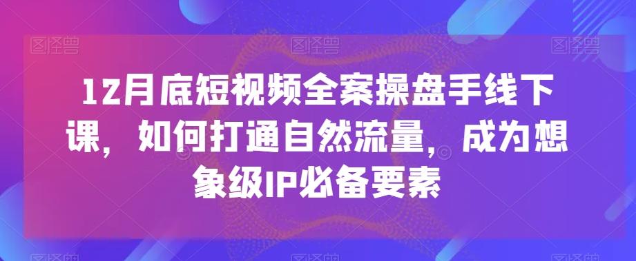 12月底短视频全案操盘手线下课，如何打通自然流量，成为想象级IP必备要素-小艾网创
