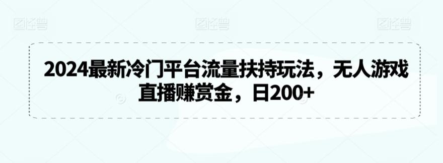 2024最新冷门平台流量扶持玩法，无人游戏直播赚赏金，日200+【揭秘】-小艾网创