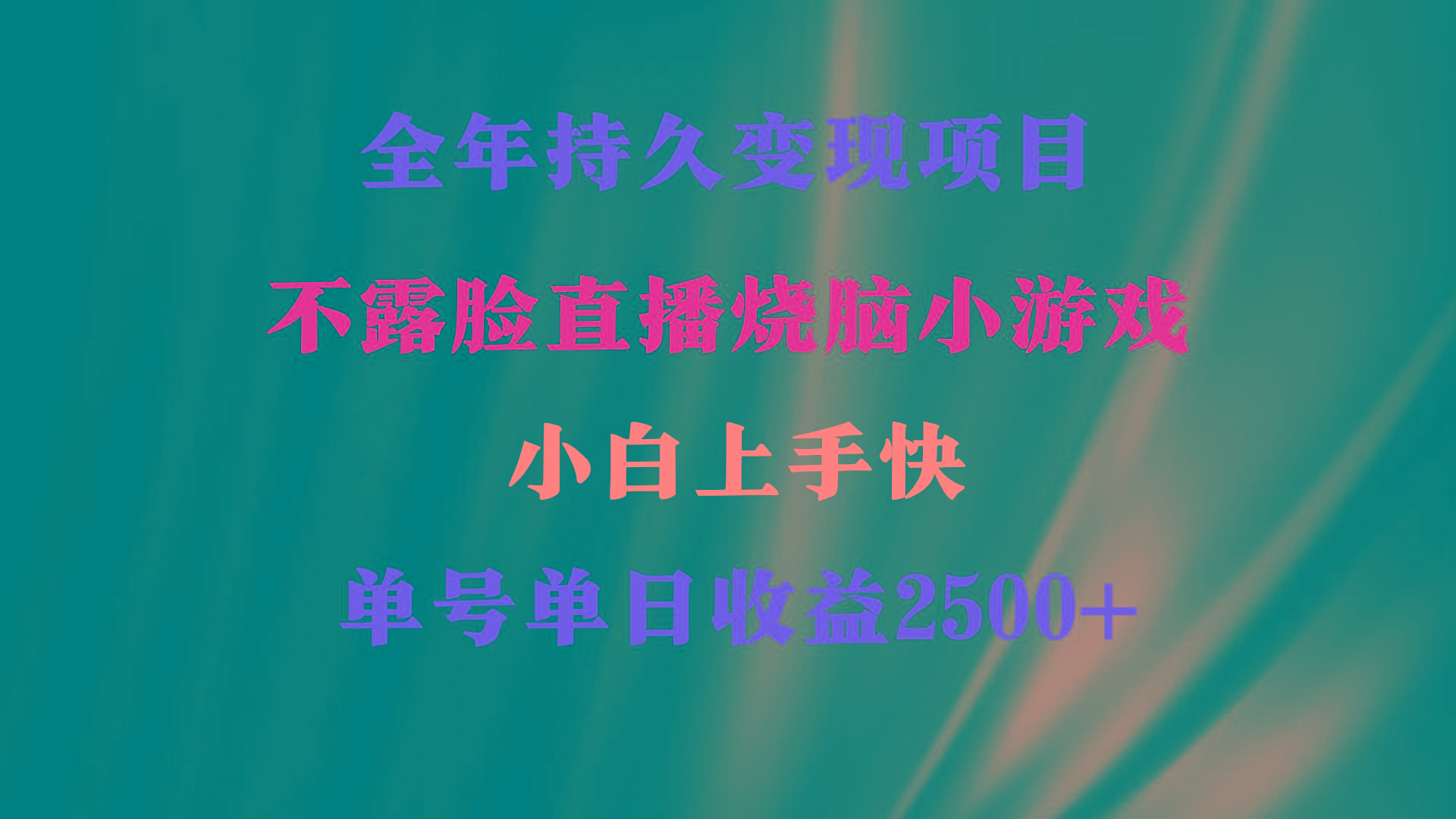 2024年 最优项目，烧脑小游戏不露脸直播  小白上手快 无门槛 一天收益2500+-小艾网创