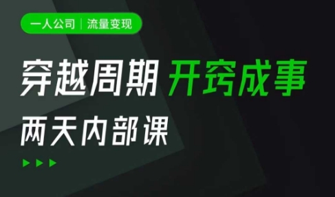 一人公司：流量变现课，一人公司的方法模型拆解， 拆解富人思维，流量思维，小老板思维等-小艾网创