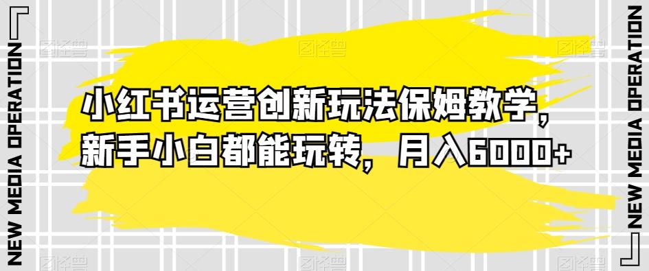 小红书运营创新玩法保姆教学，新手小白都能玩转，月入6000+【揭秘】-小艾网创