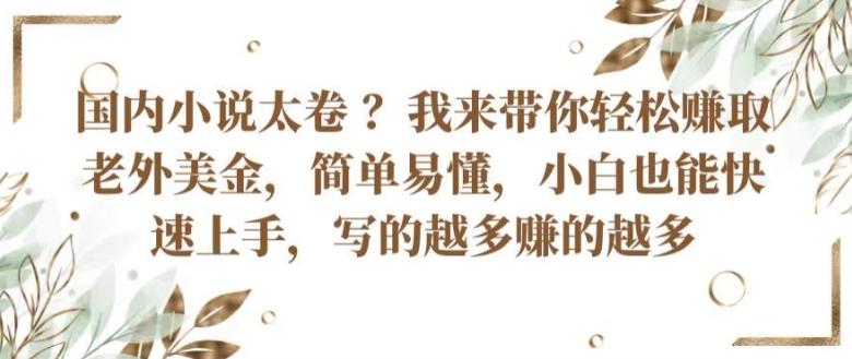 国内小说太卷 ?带你轻松赚取老外美金，简单易懂，小白也能快速上手，写的越多赚的越多【揭秘】-小艾网创