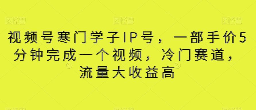视频号寒门学子IP号，一部手价5分钟完成一个视频，冷门赛道，流量大收益高【揭秘】-小艾网创