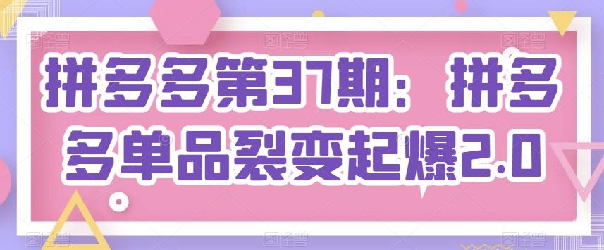拼多多第37期：拼多多单品裂变起爆2.0-小艾网创