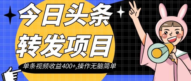 今日头条转发项目，单条视频收益400+,操作无脑简单【揭秘】-小艾网创