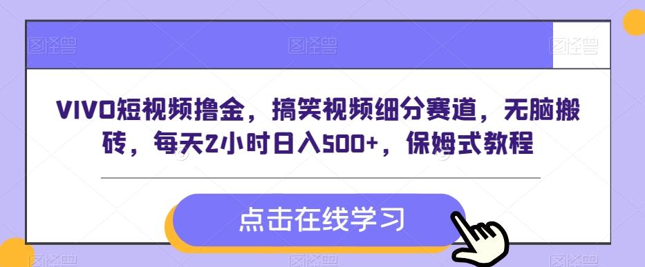 VIVO短视频撸金，搞笑视频细分赛道，无脑搬砖，每天2小时日入500+，保姆式教程-小艾网创