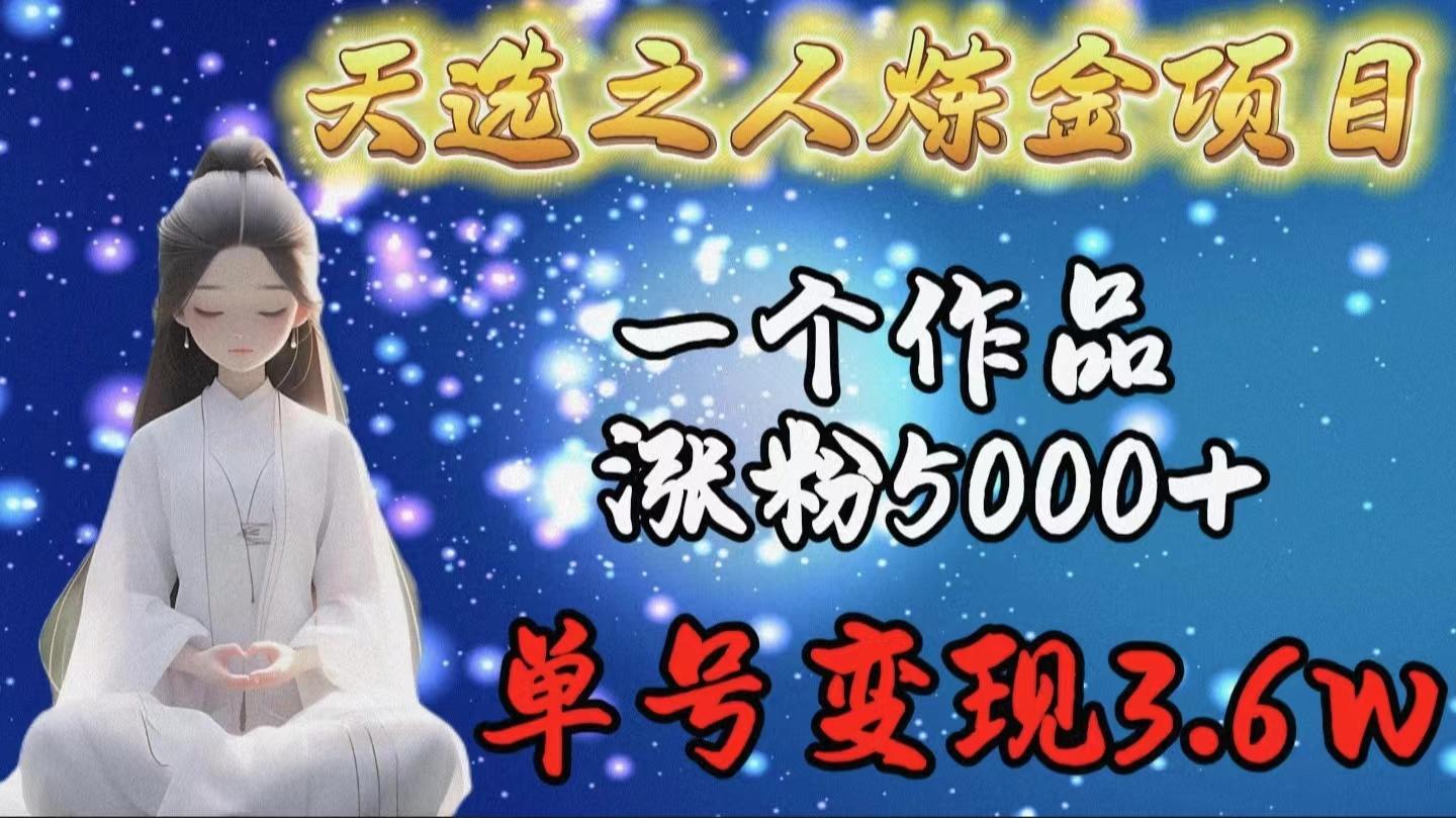 (9693期)天选之人炼金项目，一个作品涨粉5000+，单号变现3.6w-小艾网创