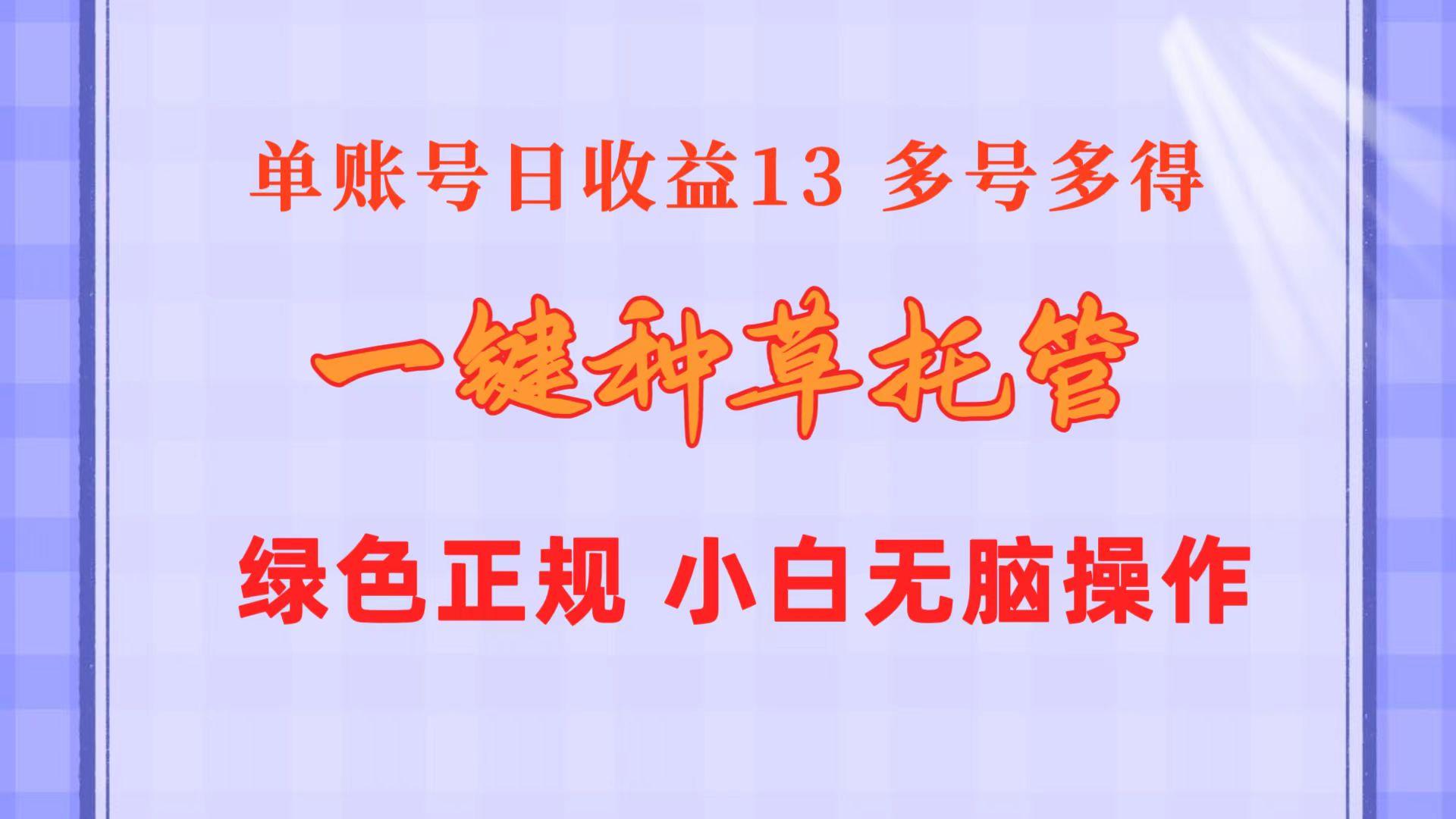 一键种草托管 单账号日收益13元  10个账号一天130  绿色稳定 可无限推广-小艾网创