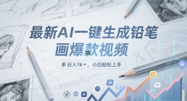 最新AI一键生成铅笔画爆款视频，多平台分发，日 入1k+，小白轻松上手【揭秘】-小艾网创
