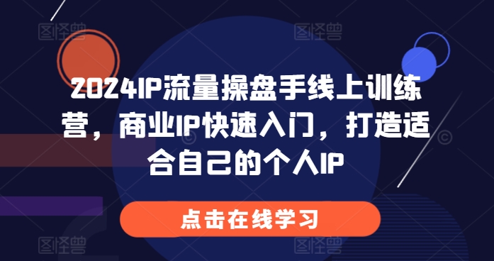 2024IP流量操盘手线上训练营，商业IP快速入门，打造适合自己的个人IP-小艾网创