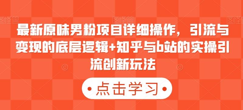 最新原味男粉项目详细操作，引流与变现的底层逻辑+知乎与b站的实操引流创新玩法-小艾网创