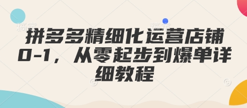 拼多多精细化运营店铺0-1，从零起步到爆单详细教程-小艾网创