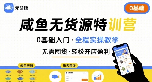 无货源特训营，0基础带你玩转咸鱼无货源-小艾网创