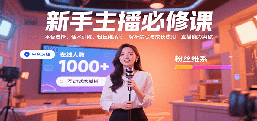 新手主播必修课：平台选择、话术训练、粉丝维系等，解析禁忌与成长法则，突破直播能力-小艾网创