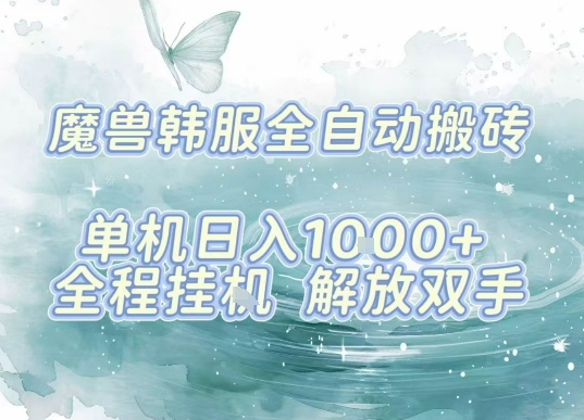 最新韩服游戏搬砖，单机日入1k+，全自动运行挂G项目，解放双手【揭秘】-小艾网创