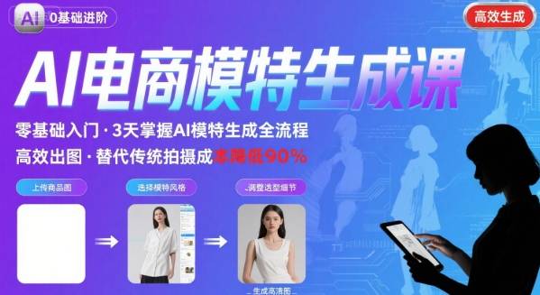 AI模特进阶课程，0基础高效生成逼真电商模特图-小艾网创