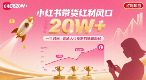 一年时间靠小红书带货项目年入20w+，最不能错的大红利项目-小艾网创