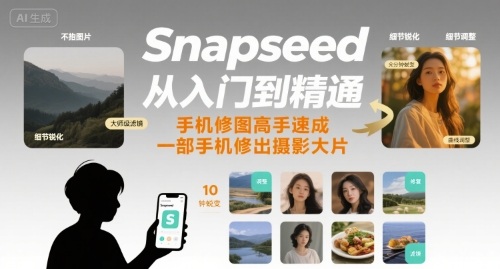 Snapseed从入门到精通，手机修图高手速成，一部手机就能修出摄影大片-小艾网创