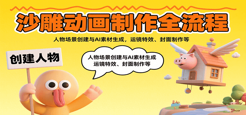 图片[1]-沙雕动画制作全流程：人物场景创建与AI素材生成，运镜特效、封面制作等-七七项目网