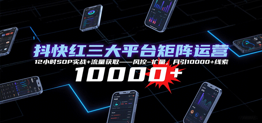 图片[1]-抖快红三大平台矩阵运营，12小时SOP实战+流量获取-风控-扩量，月引10000+线索-爱找项目网