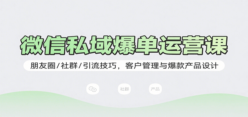 微信私域爆单运营课：朋友圈/社群/引流技巧，客户管理与爆款产品设计-小艾网创