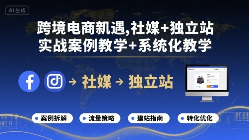 跨境电商新机遇，社媒+独立站，实战案例教学+系统化教学-小艾网创