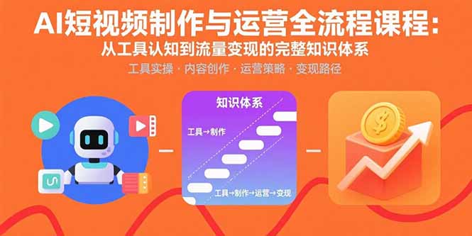 AI短视频制作与运营全流程课程：从工具认知到流量变现的完整知识体系-小艾网创