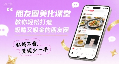 朋友圈美化课堂，教你轻松打造，吸睛又吸金的朋友圈，私域不看，变现少一半-小艾网创