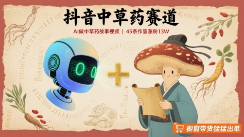 抖音中草药赛道，用AI做中草药故事视频，45条作品涨粉13W，橱窗带货猛猛出单-小艾网创