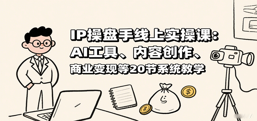 IP操盘手线上实操课：AI工具、内容创作、商业变现等20节系统教学-小艾网创