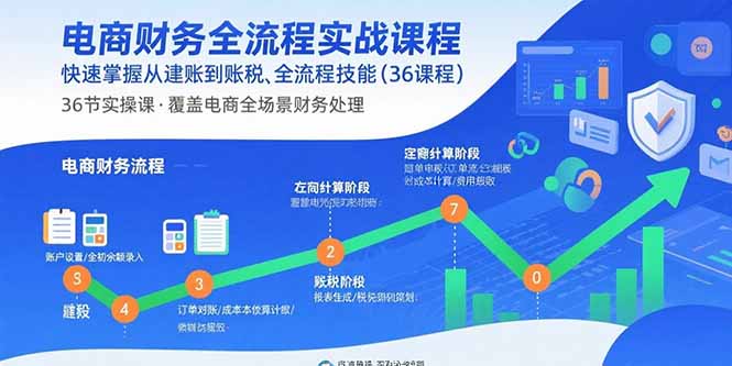 电商财务全流程实战课程：快速掌握从建账到报税的全流程技能(36节课-小艾网创