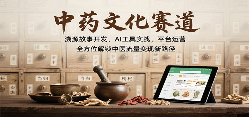 图片[1]-中药文化赛道：溯源故事开发，AI工具实战，平台运营，全方位解锁中医流量变现新路径-桀创项目掘金社