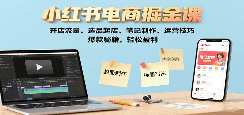 图片[1]-小红书电商掘金课：开店流量、选品起店、笔记制作、运营技巧，爆款秘籍，轻松盈利-爱找项目网