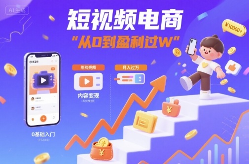 短视频电商：短视频变现从0到盈利过W-小艾网创